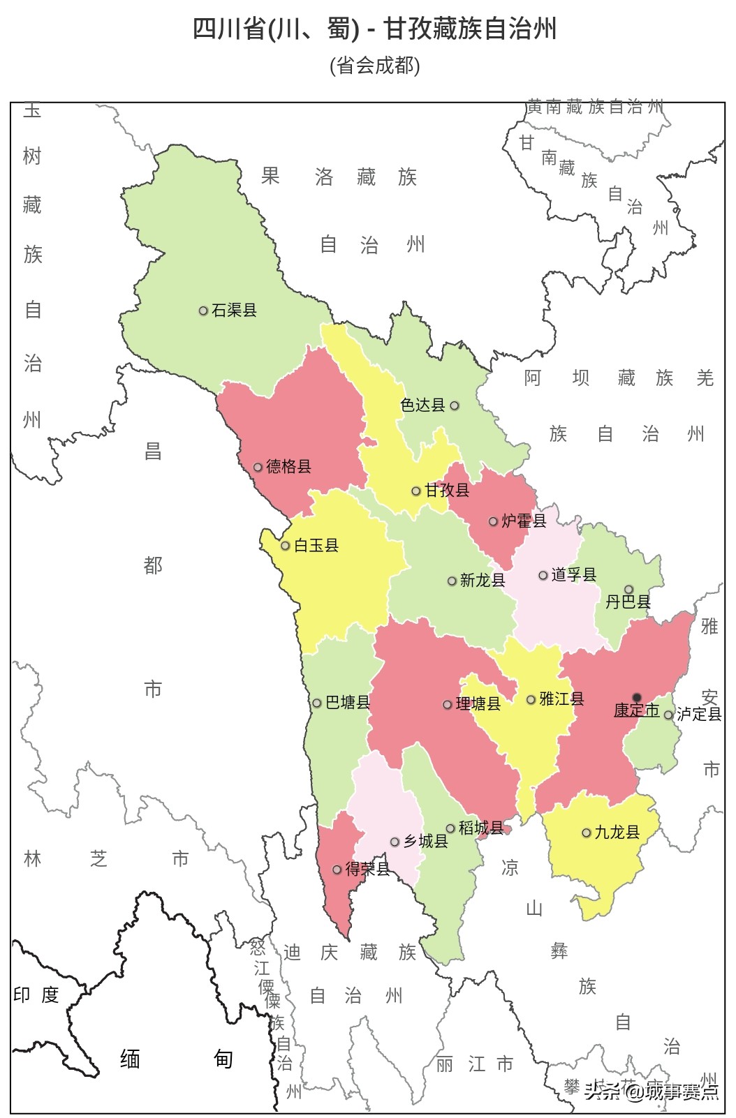 最全版四川省行政区划图，下辖地级市达18个，自治州面积广阔