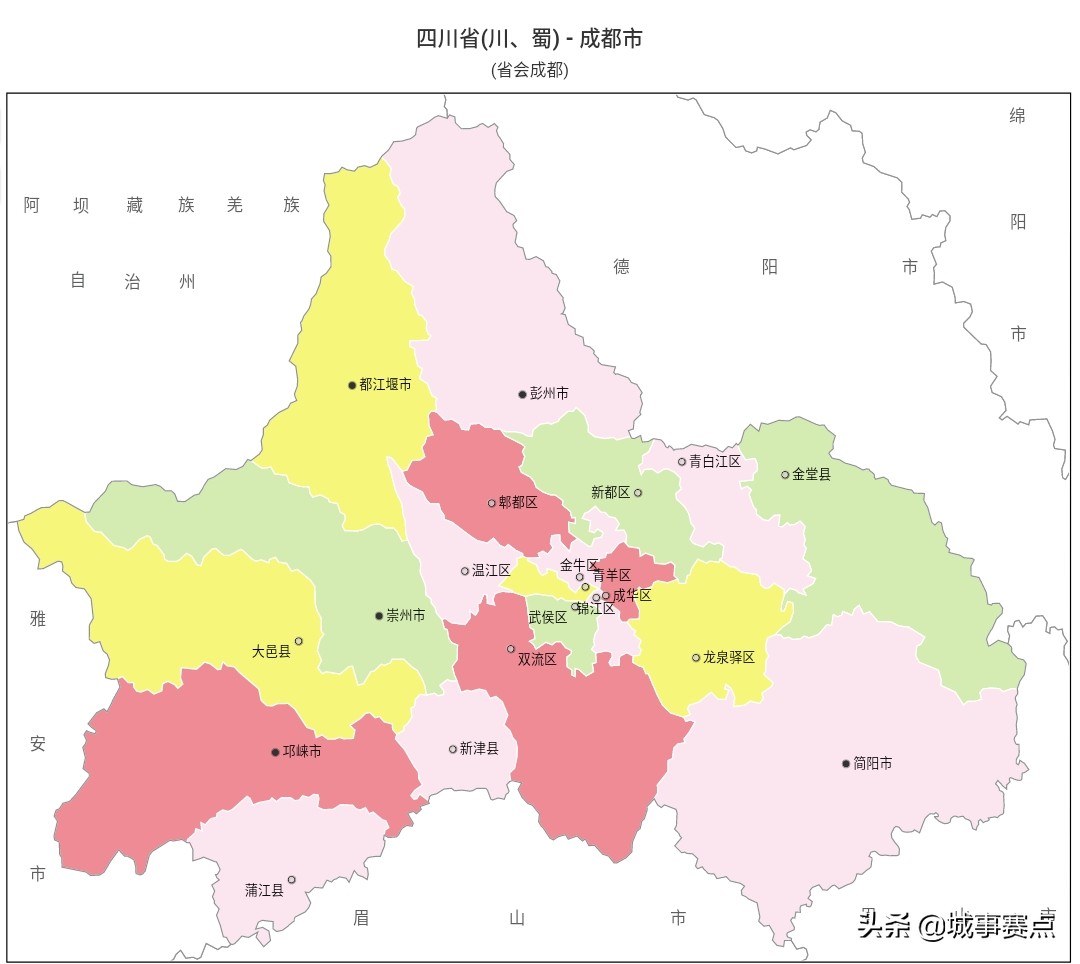 最全版四川省行政区划图，下辖地级市达18个，自治州面积广阔