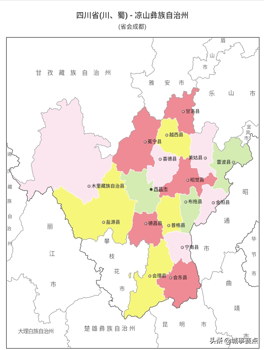 最全版四川省行政区划图，下辖地级市达18个，自治州面积广阔