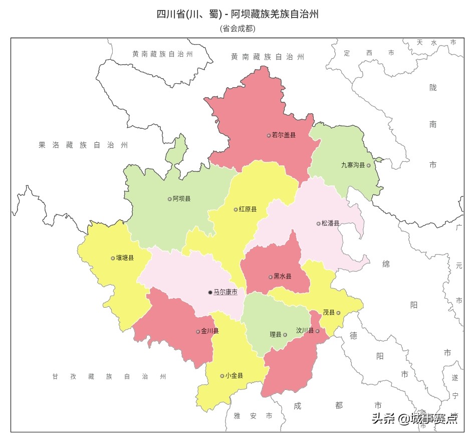 最全版四川省行政区划图，下辖地级市达18个，自治州面积广阔