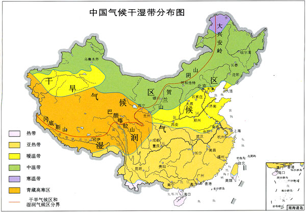 我国气候带的划分图图片