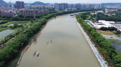 ​鸣锣开浆！42艘湾区龙舟逐浪广州番禺砺江河